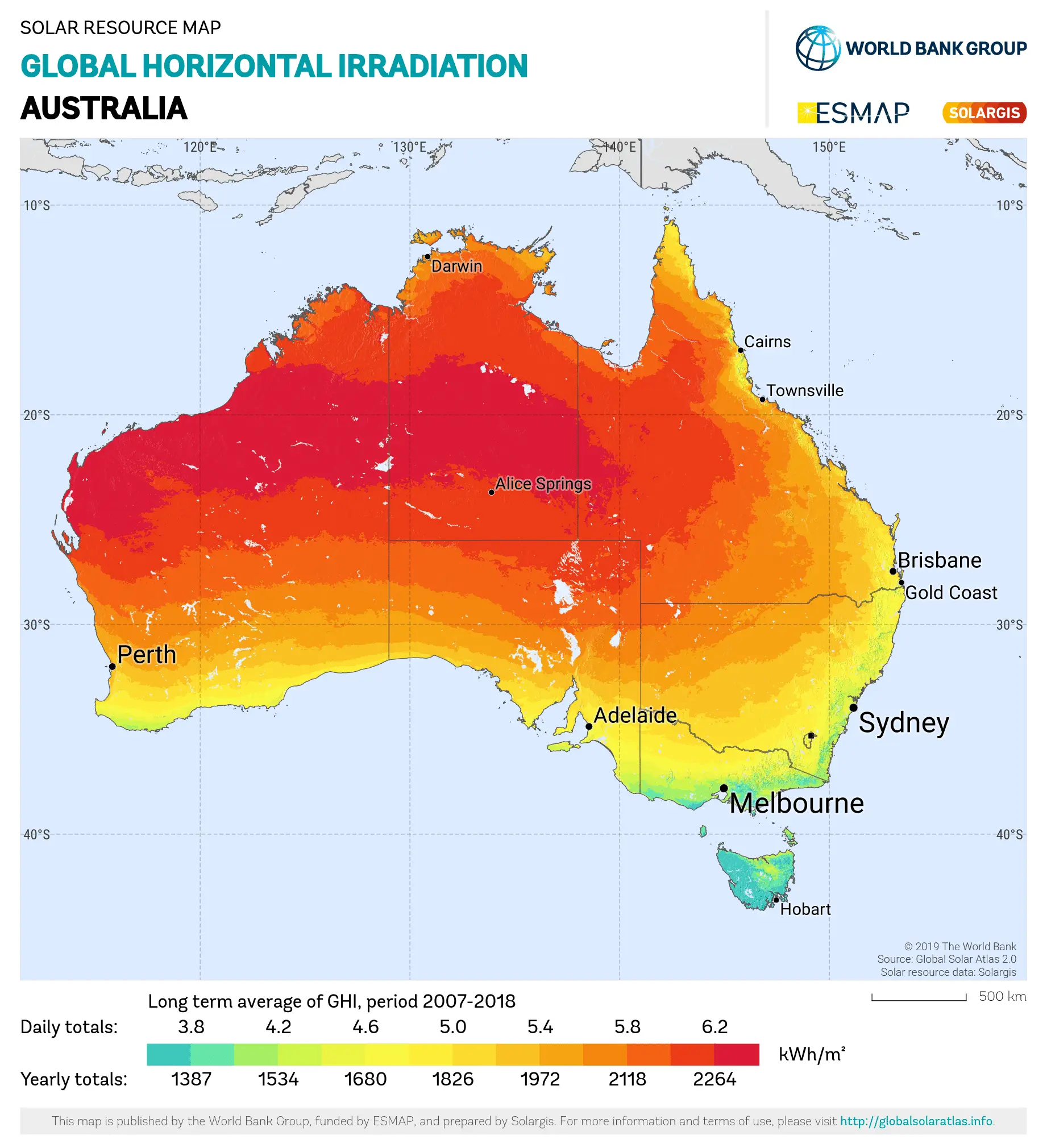 Peak Sun Hours Map Australia