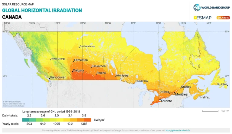 Peak Sun Hours Map Canada