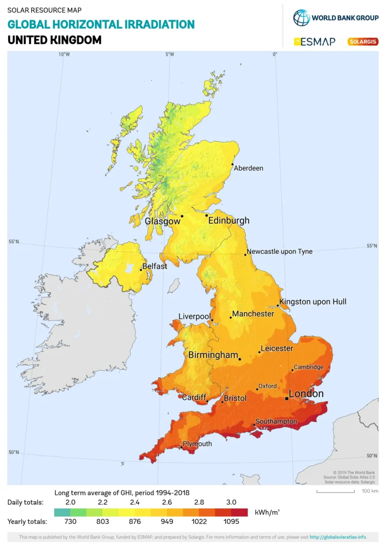 Peak Sun Hours Map UK