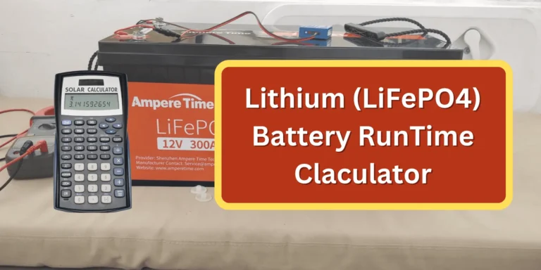 Lithium (LiFePO4) Battery Runtime Calculator, Lithium Battery life Calculator, Lithium Battery run time Calculator